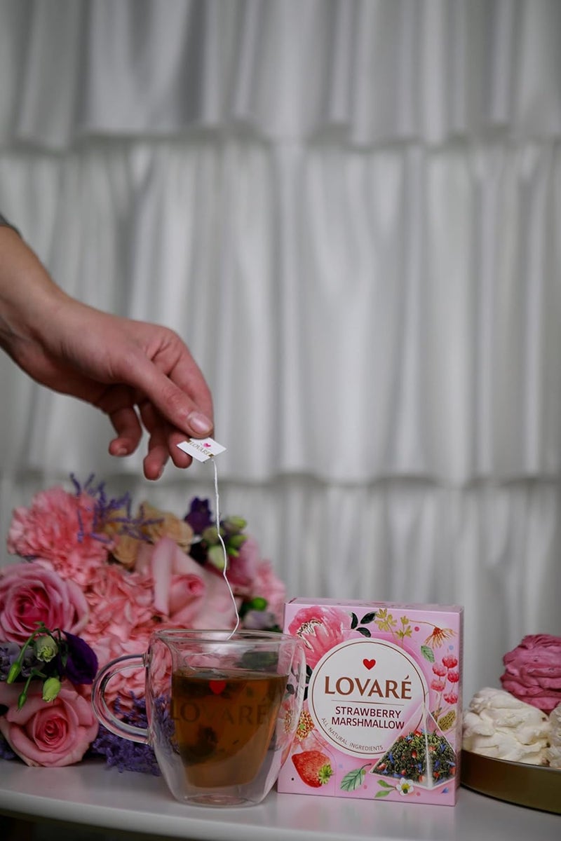 LOVARE مجموعة شاي متنوعة من LOVARE - 60 هرمية (1001 ليلة، مارشميلو الفراولة، رشات الشمبانيا، مربى التوت) - Image 4